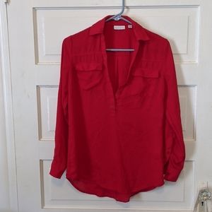 Red tunic blouse